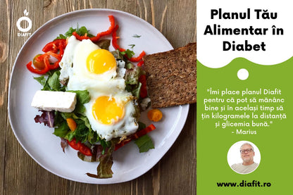 Programul DIAFIT 150 (meniu 150 carb/zi + carte de 101 rețete pentru diabetici + programe sport) DiaFit.ro