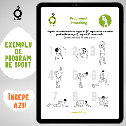 Programul DIAFIT 150 (meniu 150 carb/zi + carte de 101 rețete pentru diabetici + programe sport) DiaFit.ro